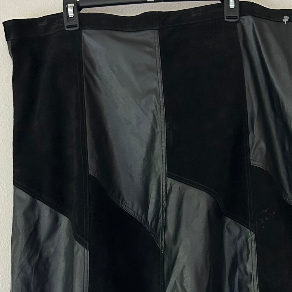 Jamie Nicole Vintage Genuine Leather Patchwork Midi Skirt Black emo goth boho 22 - Picture 3 of 8